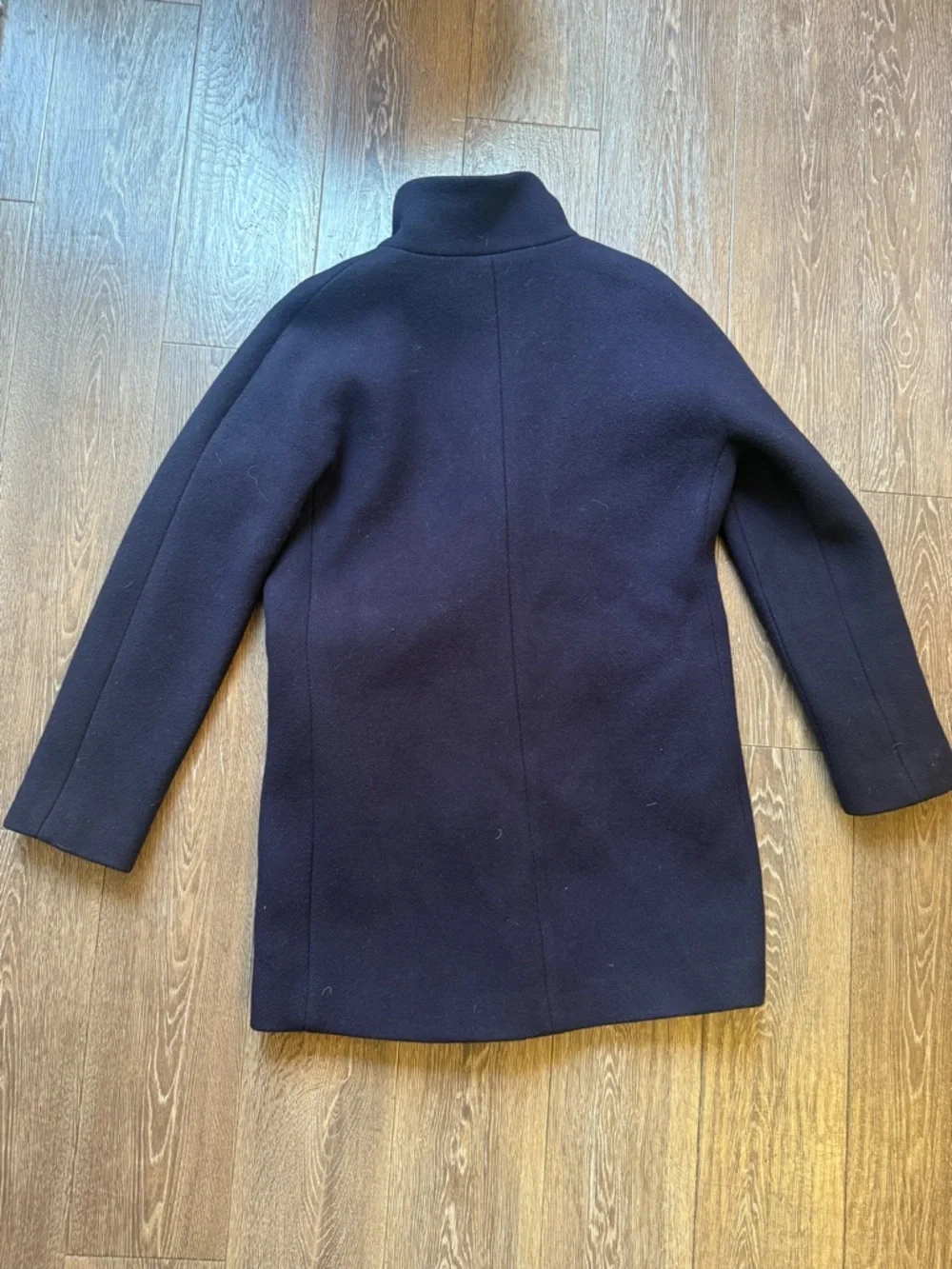 J. Crew Navy* Wool Stadium Cloth Coat with Gold Chain - Picture 3 of 4